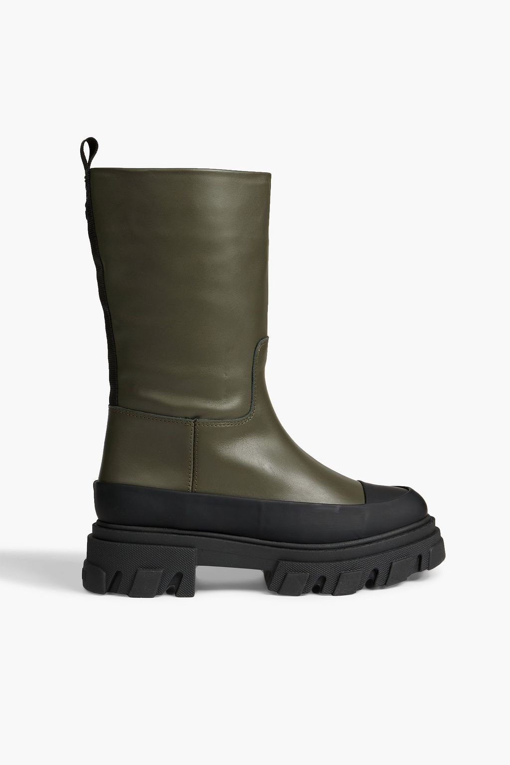 【GANNI】Tubular レザー アンクルブーツ ラバートリム