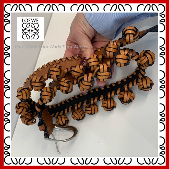 結び目が可愛い■LOEWE ロエベ カーフ ノット ベルト タン