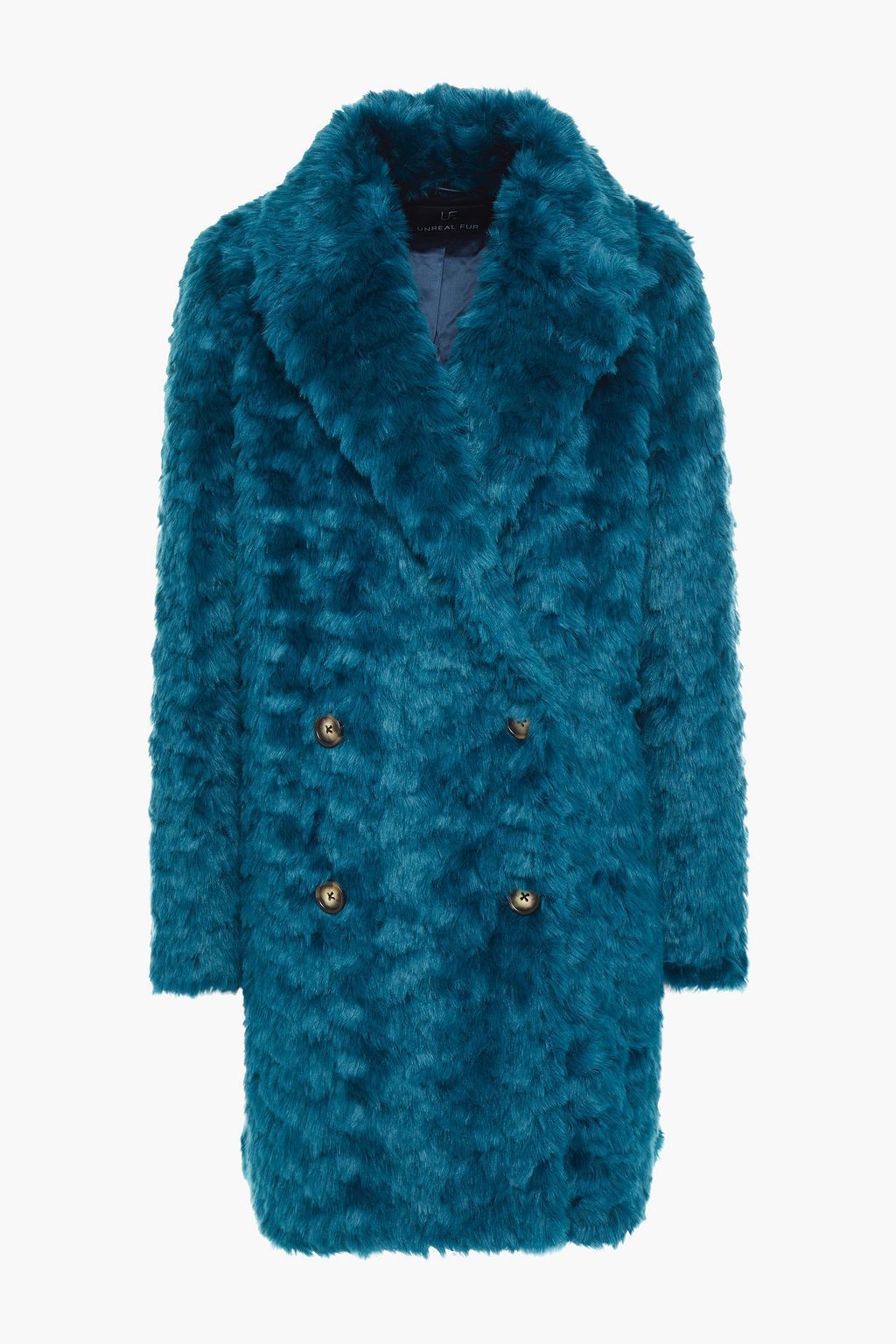 【UNREAL FUR】ダブルブレスト フェイクファー コート