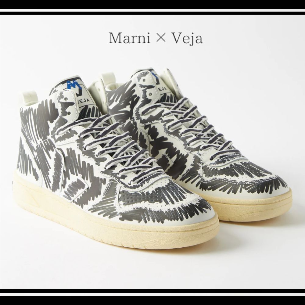 予約中! MARNI X VEJA V-15 プリント レザーハイカットスニーカー 関