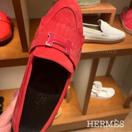 HERMES Loafer & Moccasin Plain Leather Party Style Elegant Style