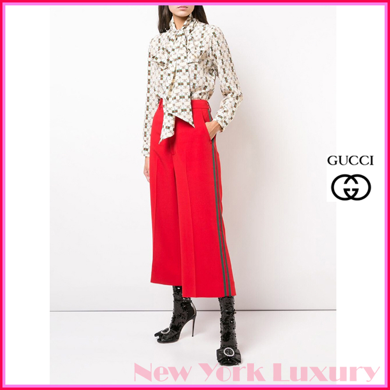 Gucci★素敵！Red Ankle Length Pants w/GRG Canvas Stripes