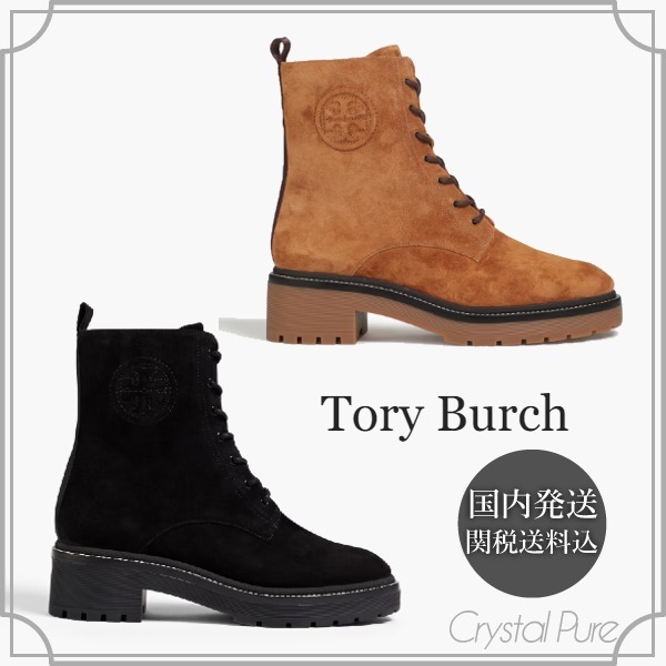 Tory Burch♦エンボスロゴ スウェード ショートブーツ