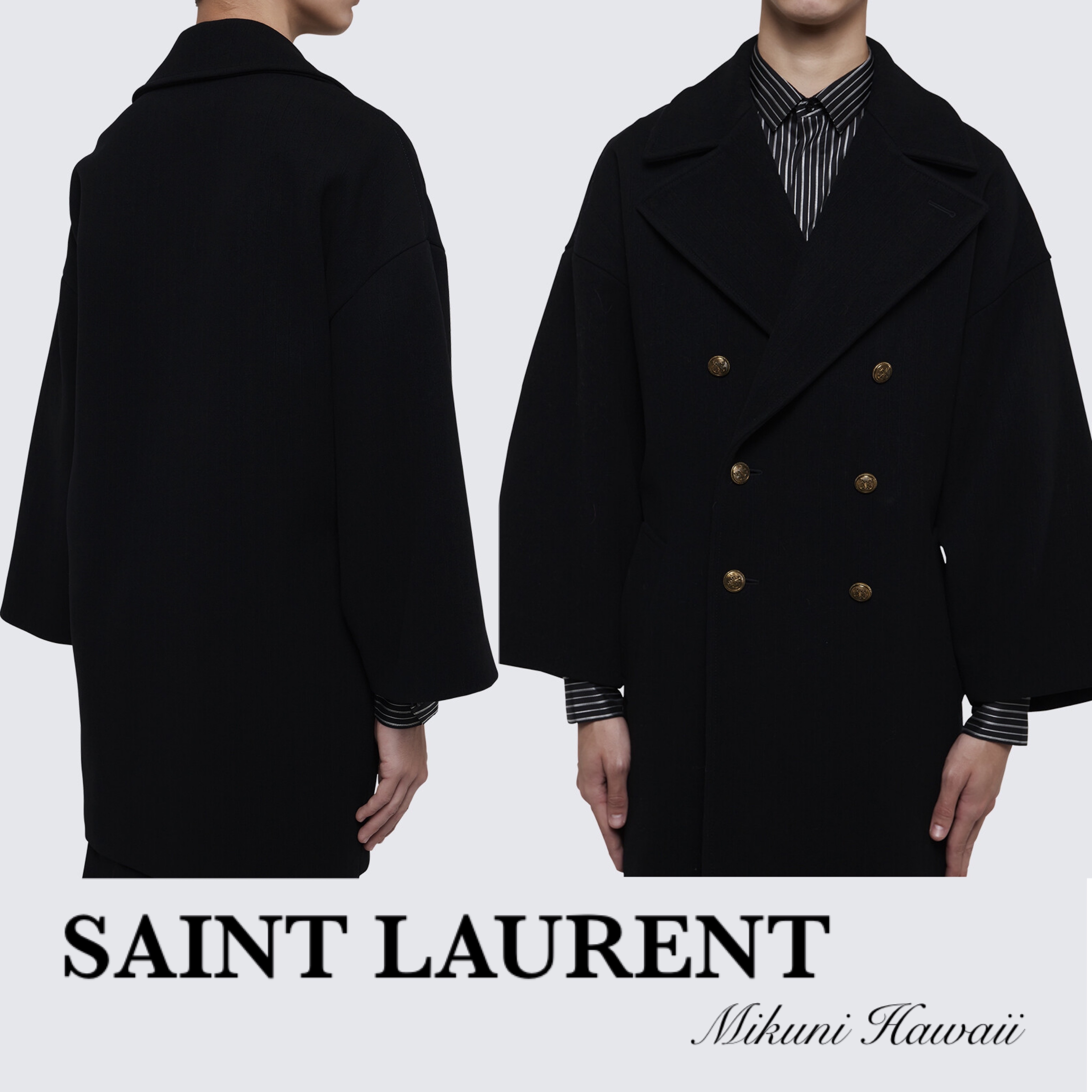 VIP価格★SAINT LAURENT★ウール ダブルブレスト ピーコート