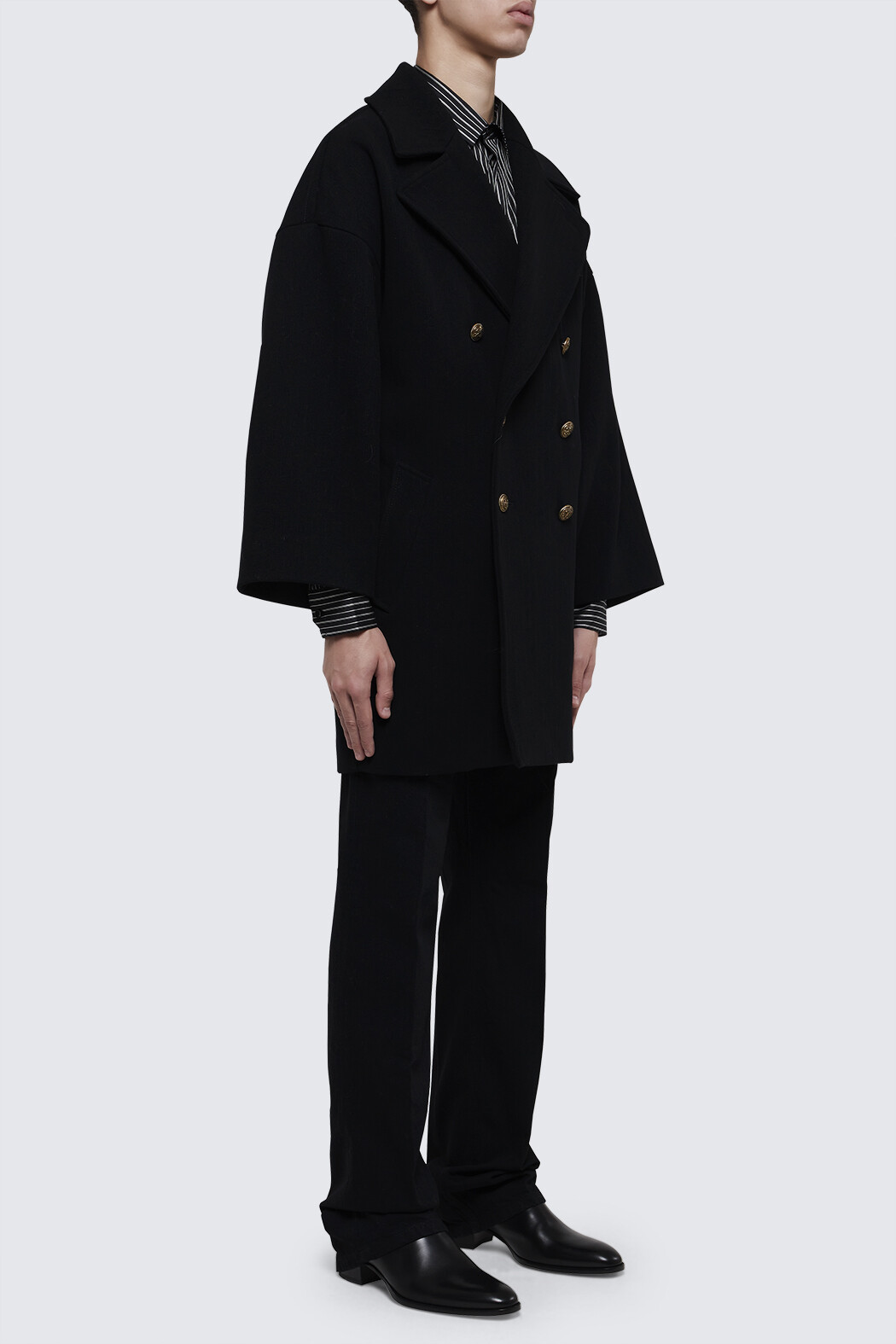 VIP価格☆SAINT LAURENT☆ウール ダブルブレスト ピーコート (Saint