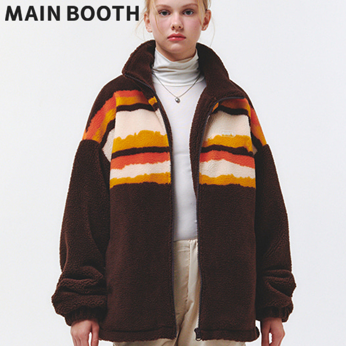 ★MAINBOOTH★Hillside Fleece Zip-Up(BROWN)★正規品/直送料込
