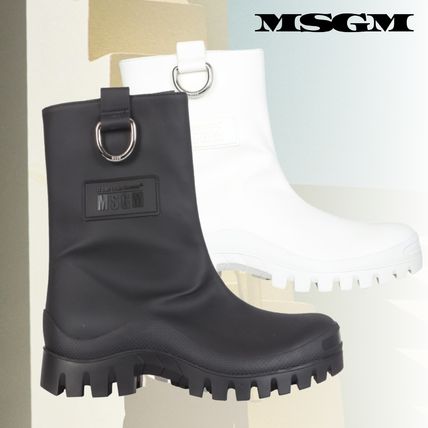 MSGM Flat Rubber Sole Street Style Plain Logo Flat Boots