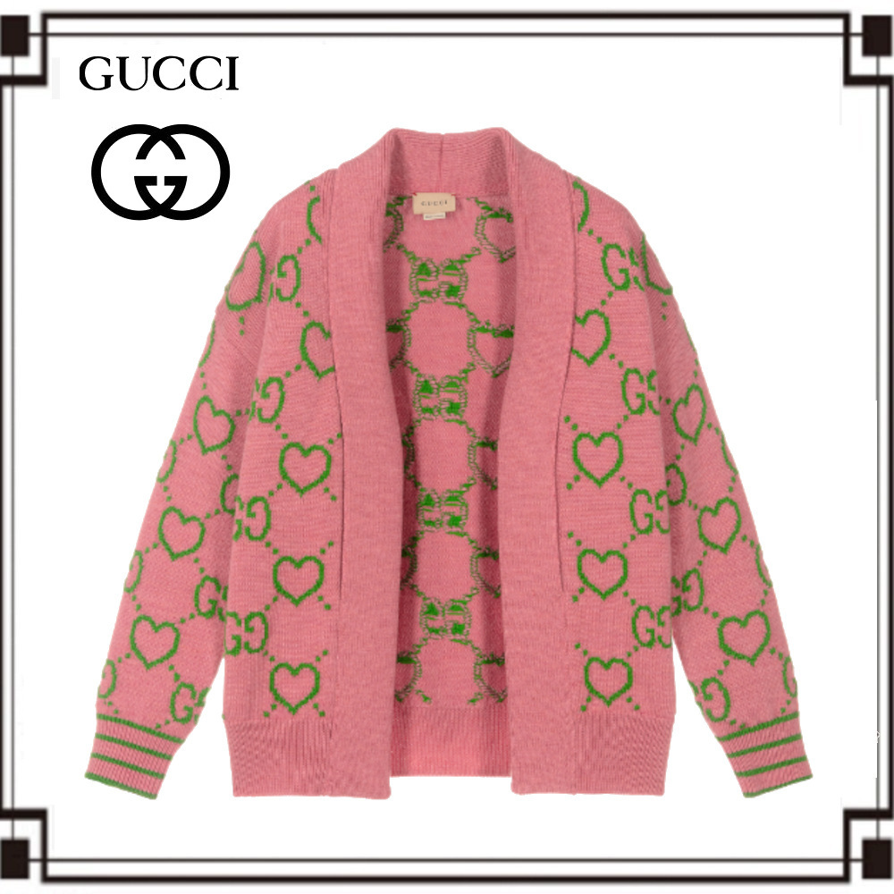 GUCCI グッチ GGパターン コットン カーディガン ピンク S-