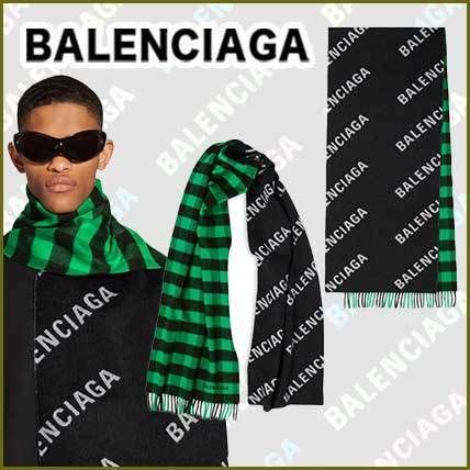 新作 ☆BALENCIAGA☆50/50 SCARF ウール パッチワーク マフラー ...