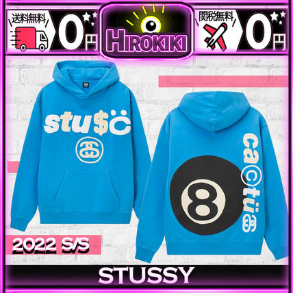 STUSSY 2022 SS Unisex Street Style Collaboration Logo Skater Style Hoodies (DYED HOODIE, Stussy CPFM 8 BALL PIGMENT)