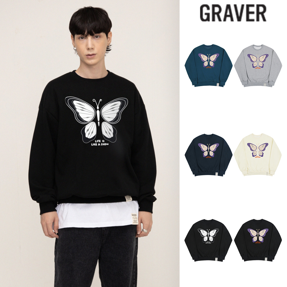 【GRAVER】22FW★ [UNISEX] Butterfly Sweatshirt