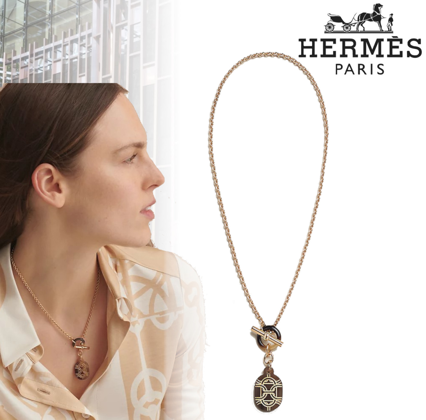 【大人気/ギフトに】HERMES ネックレス ペンダント お洒落 上品