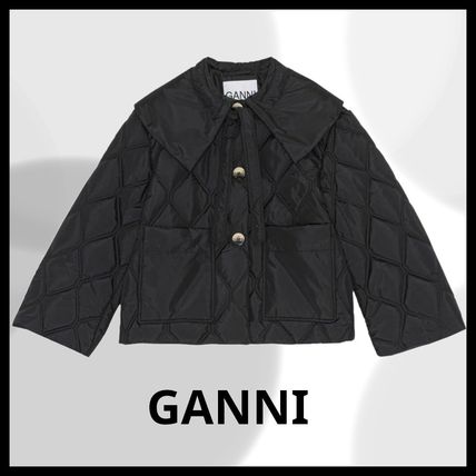 GANNI キルティング フリルジャケット カーキ 34 | myglobaltax.com