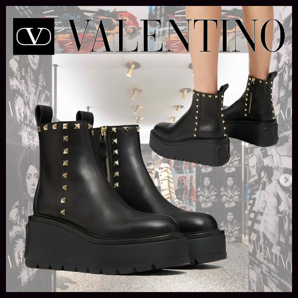 valentino ロングブーツ　38 ユニークフォームカーフスキンブーツ