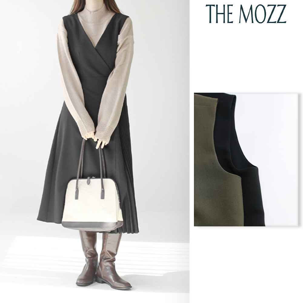 【THE MOZZ】unbalance pleated long one piece