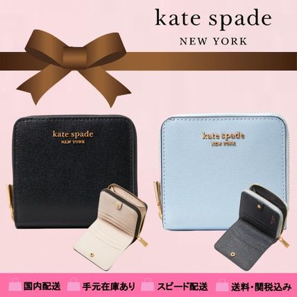 kate spade new york Folding Wallets Collaboration Plain Leather Folding Wallet Long Wallet 