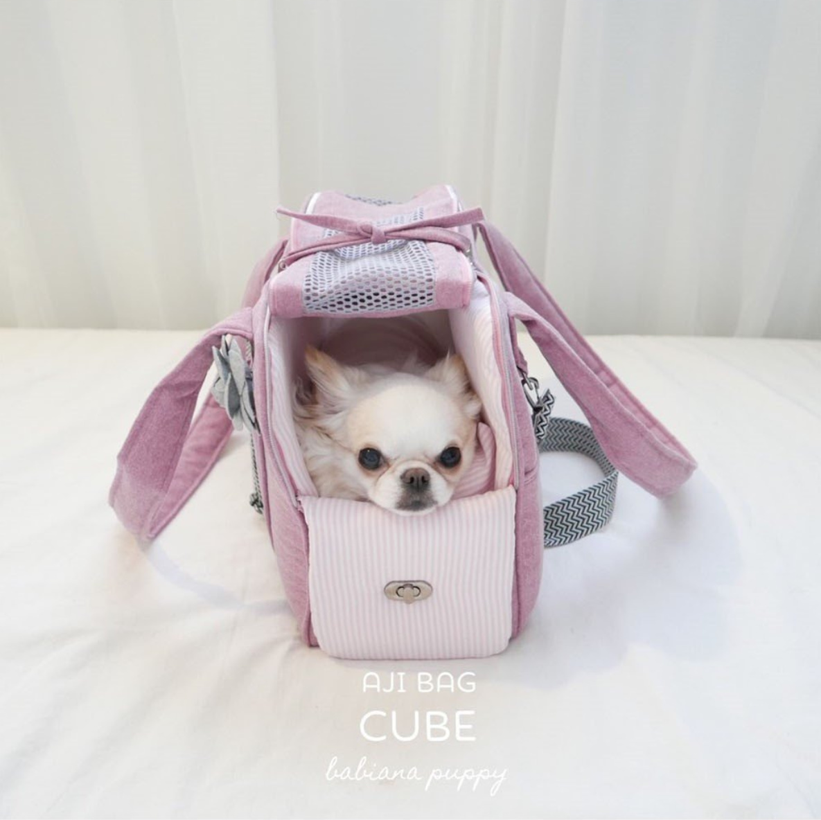 《韓国BABIANA》AJI BAG CUBE (rose) Mサイズ 犬用キャリー