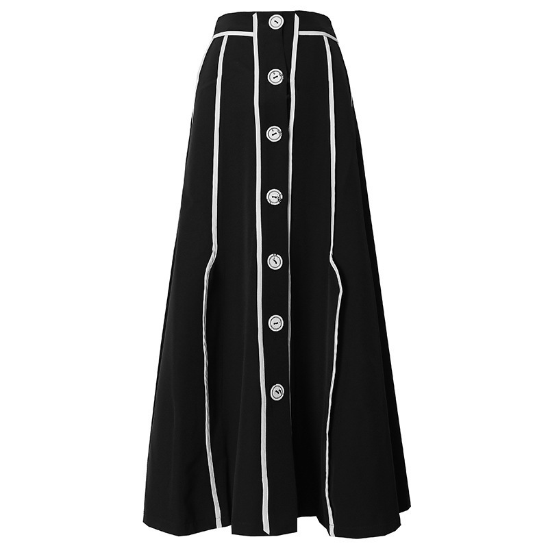 フレア スカート マキシ バイカラ― 上品 清楚 着回し 韓国