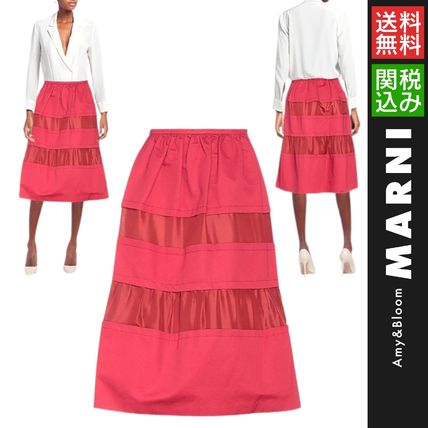 新品タグ付き】MARNI プリーツロングスカート エンボス加工 ピンク 40