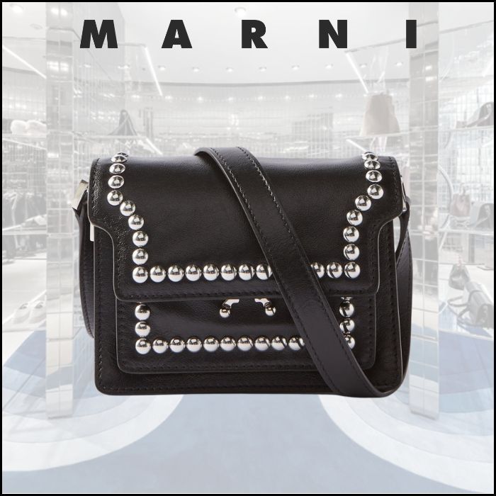 主役級アイテム【MARNI】トランク ミニ スタッズ レザーバッグ - cert ...