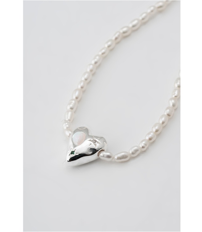 ●TATIANA● SILVER925 Opal Rough Heart Pearl Necklace NZ2033 SILVER925) Opal Rough Heart Pearl Necklace NZ2033 - 감도
