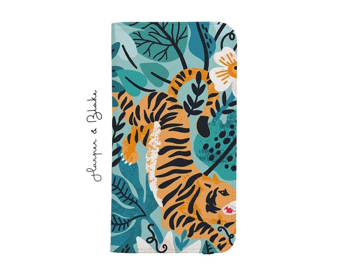 送関込【Harper & Blake】UK発!手帳型スマホケース Tiger/虎猫