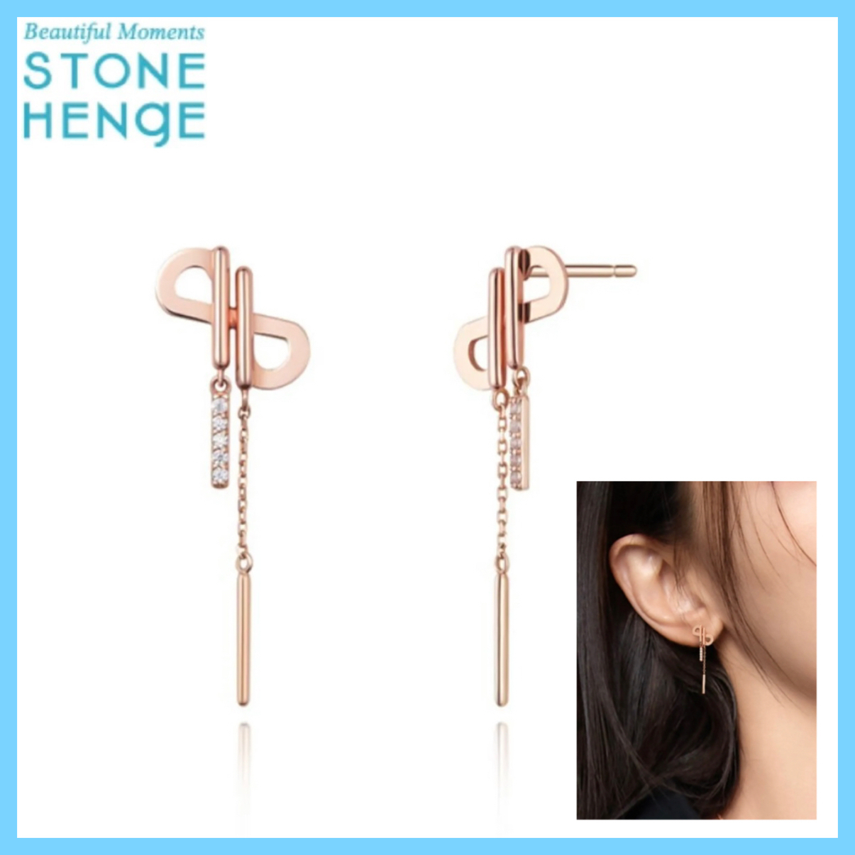 ☆STONE HENgE☆ She 14K ローズゴールド ドロップ ピアス