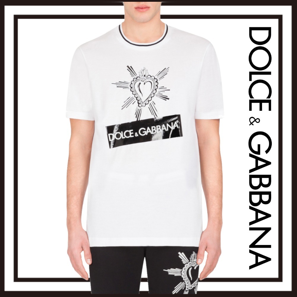 DOLCE&GABBANA ハートモチーフ刺繍 コットンTシャツ