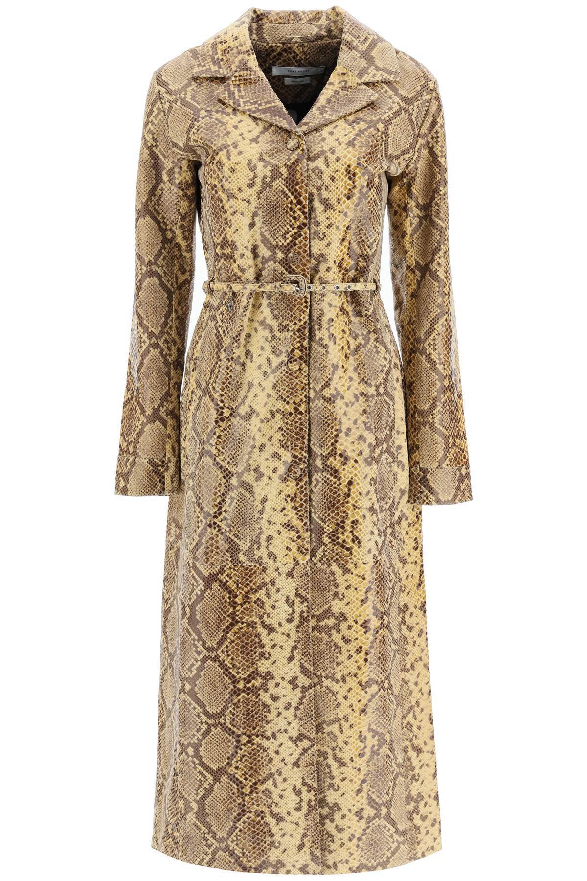 Saks Potts 'lea' Snake-print Leather Long Coat コート