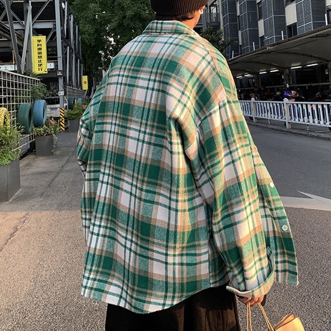 韓国 長袖シャツ チェック柄シャツ ネルシャツ 羽織り 送料無料