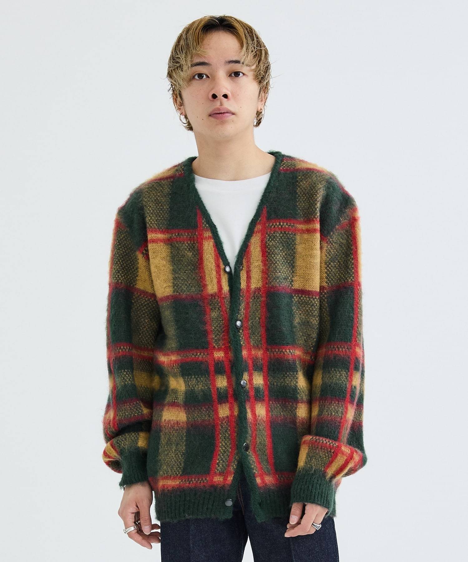 モヘアカーディガン M tartan タータン 22aw mohair 5-1-