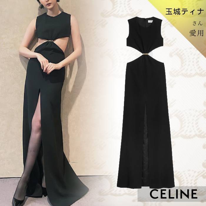 超熱 玉城ティナさん着用【CELINE】22-23AW バレッタロゴマキシドレス
