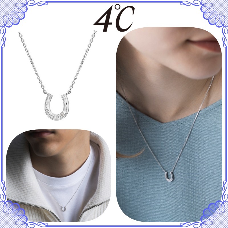 大人気!! 4℃ ジェンダーレス 馬蹄 ペアネックレス / 単品