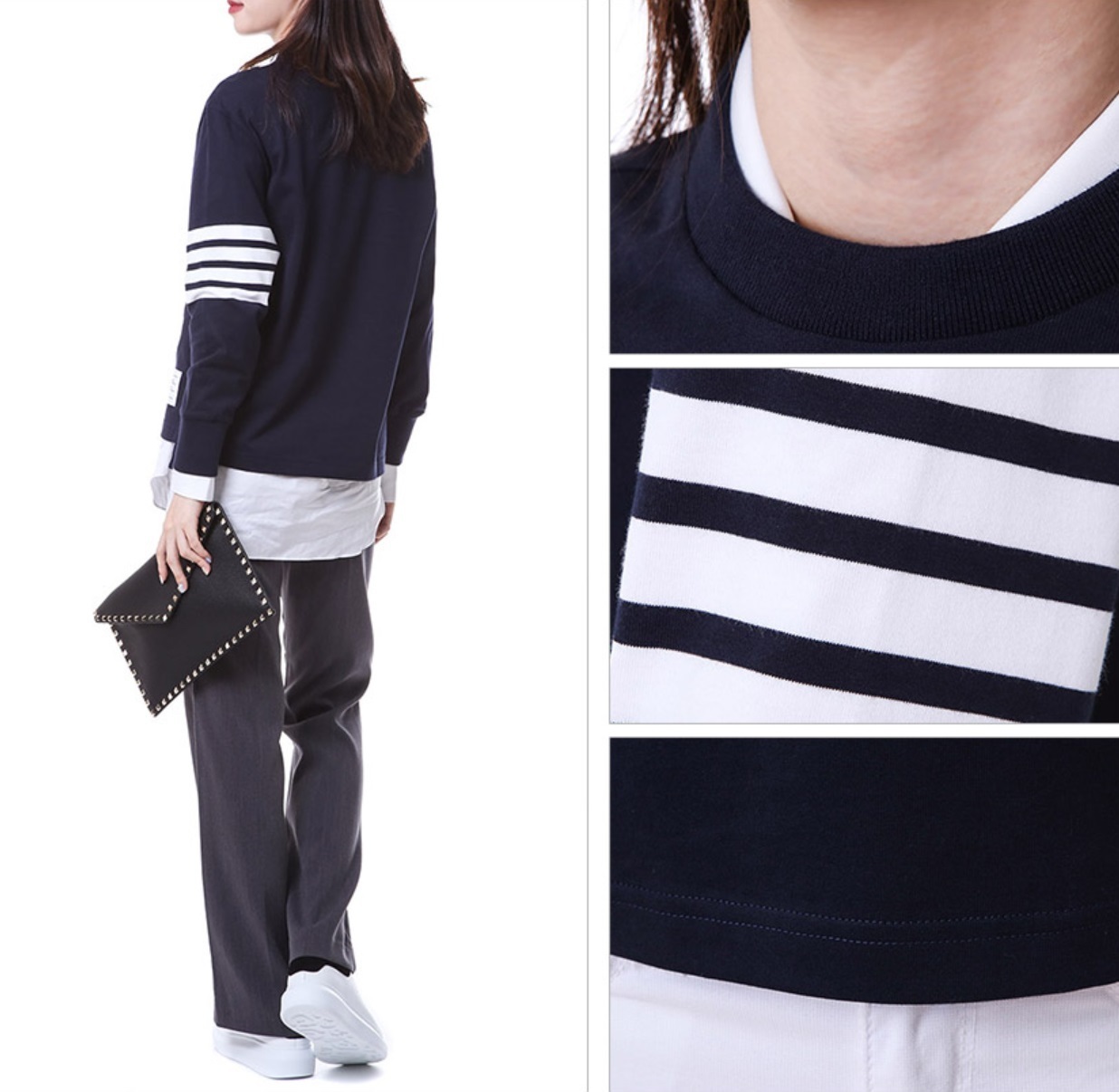 2色) THOM BROWNE 22AW 4LINE BAR オーバーサイズ 長袖Tシャツ 2色) THOM BROWNE 22AW 4LINE BAR オーバーサイズ 長袖Tシャツ