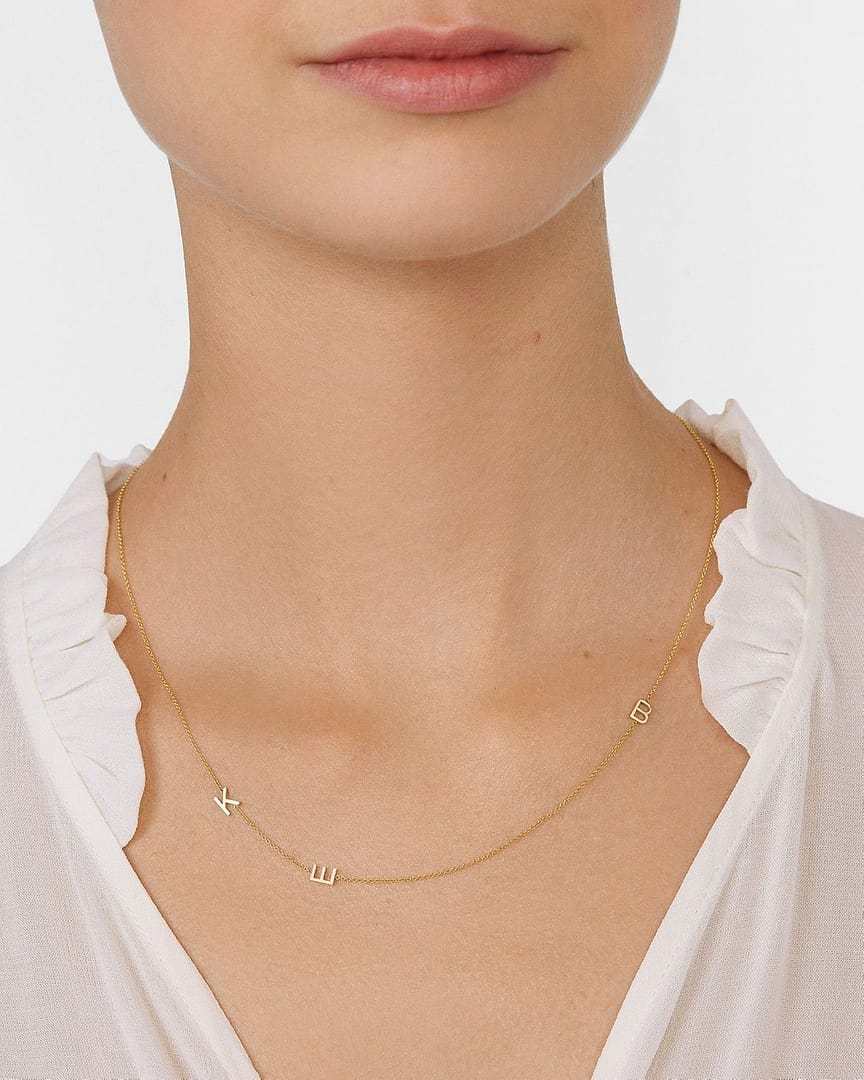 【Maya Brenner】14K イニシャル３チャームネックレス Maya Brenner】14K イニシャル3チャームネックレス