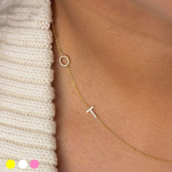 【Maya Brenner】14K Paveイニシャル２チャームネックレス