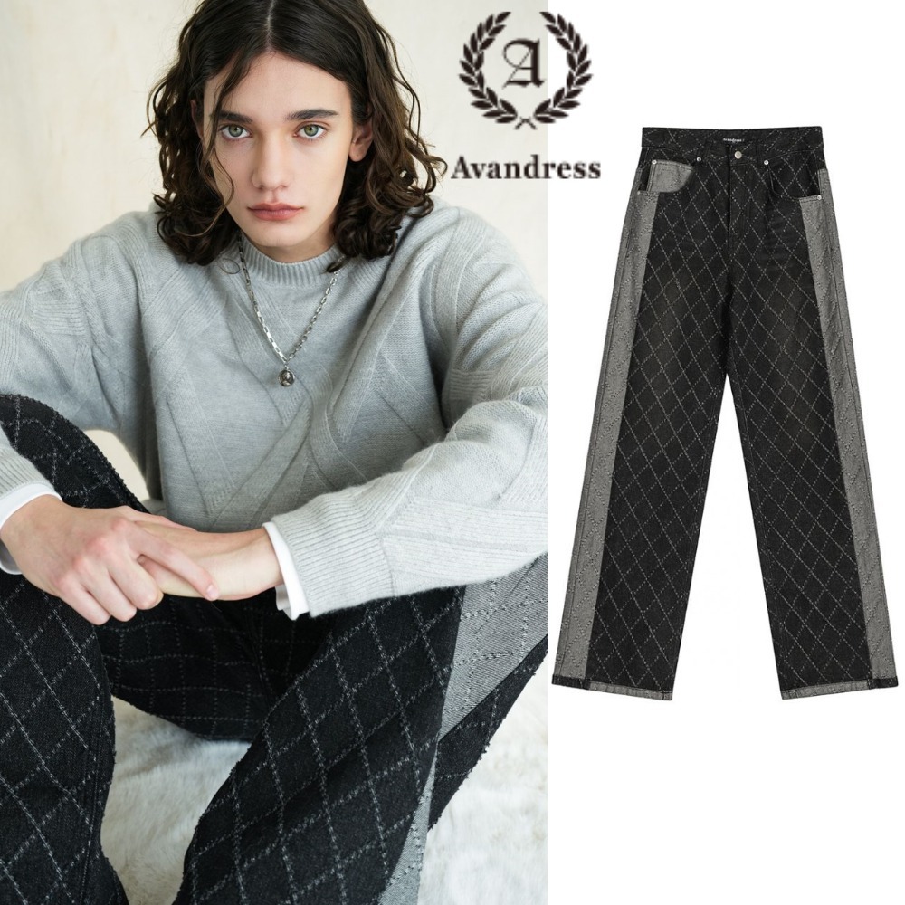 AVANDRESS★韓国★男女兼用★人気 Two-tone Quilting DenimPants