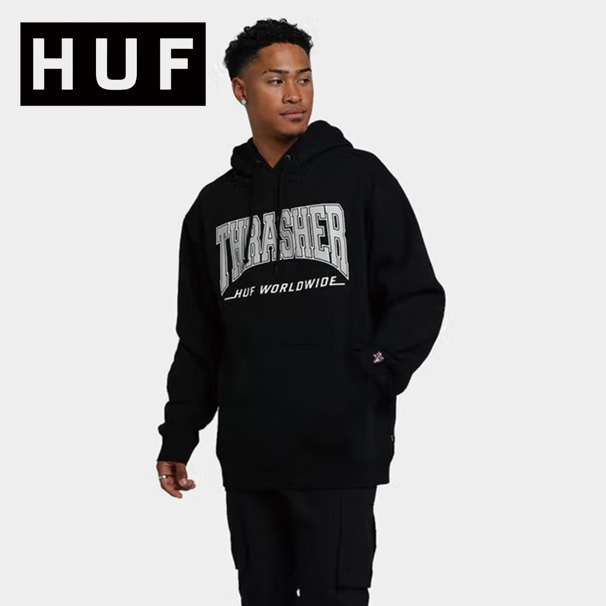 ハフ HUF プルオーバーパーカー HUFXThrasher Bayview USサイズ