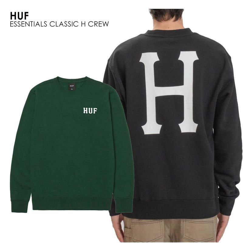 国内即発!!【HUF】ESSENTIALS CLASSIC H CREW スウェット 4色