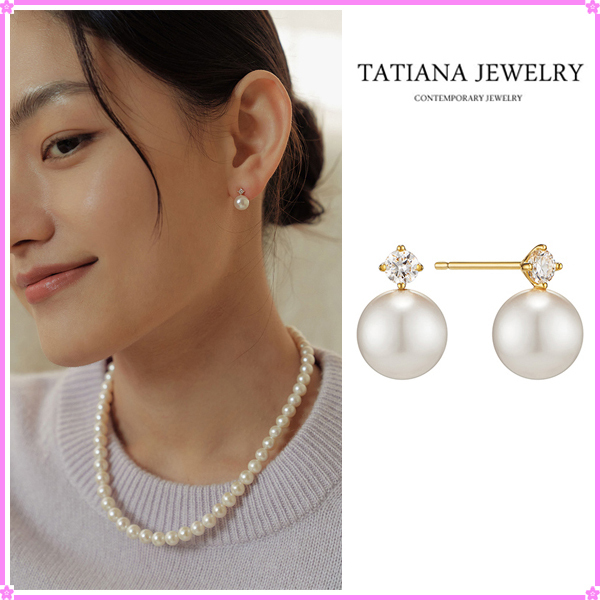 【TATIANA】Moissanite Pearl Earrings_EC1761〜ピアス