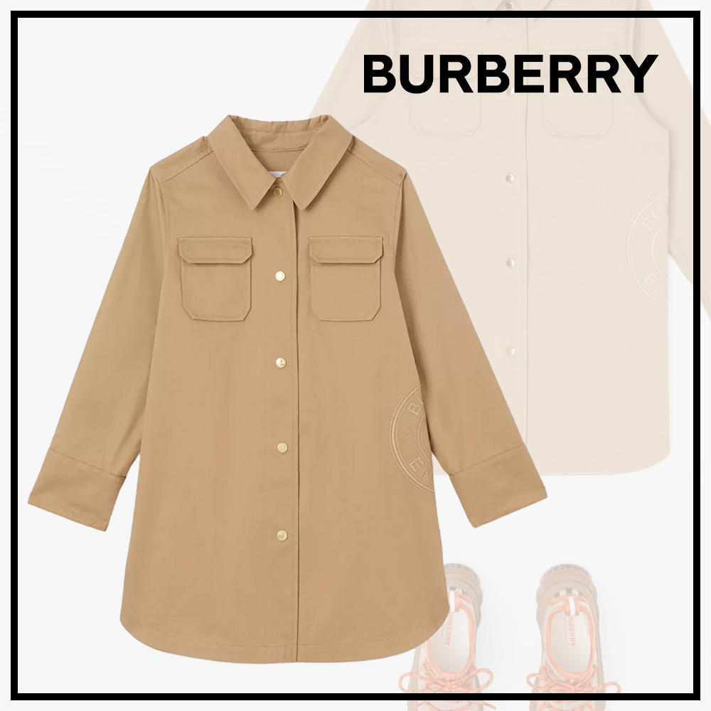 ★大人もOK! 【BURBERRY】ロゴ コットンツイル シャツ ドレス