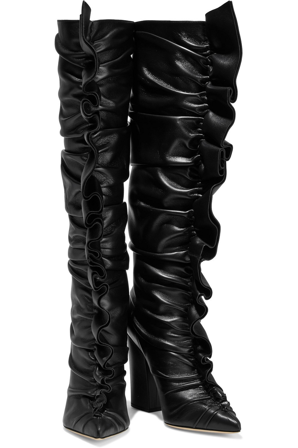 Ruffle Leather Long Boots ギャザーラッフルレザーロングブーツ