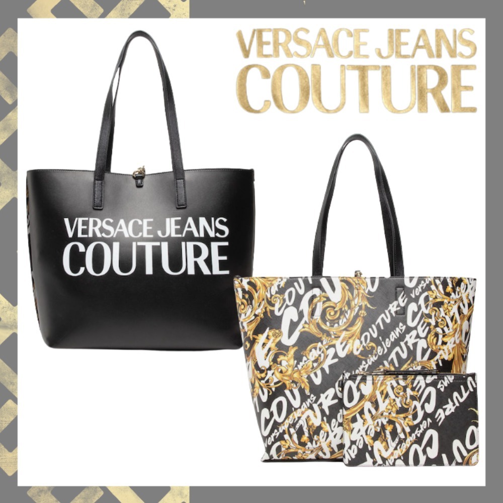 VERSACE JEANS リバーシブル ポーチ バロック ロゴ ハンドバッグ