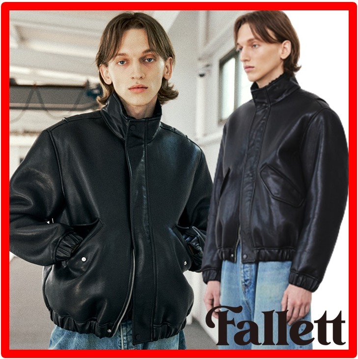 ★韓国の人気★【FALLETT】★LEATHER BOA HIGH NECK JUMPE.R★