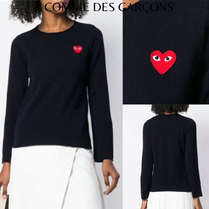 【COMME DES GARCONS】 レディース ウール 刺繍ハート セーター 【COMME DES GARCONS】 レディース ウール 刺繍ハート セーター