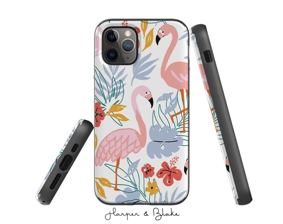 送関込【Harper & Blake】カード収納ミラー付スマホケース /植物