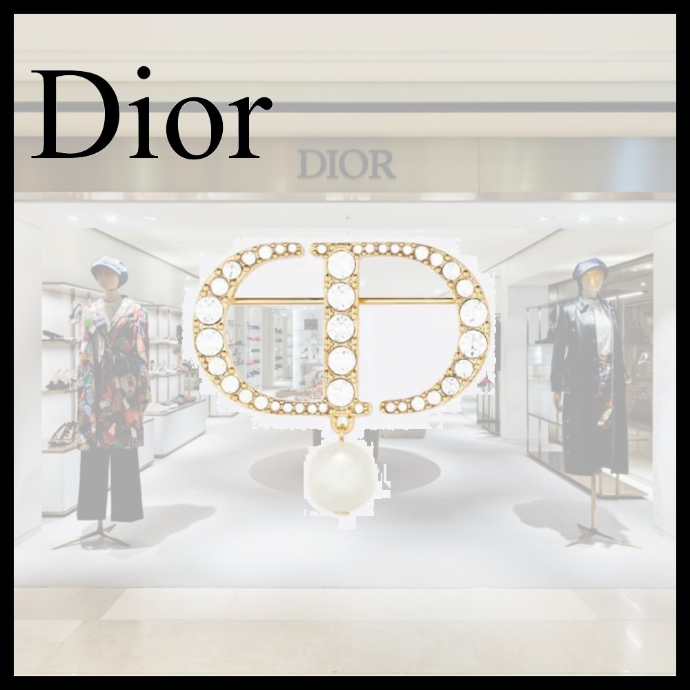 公認店 【国内発送】DIOR パール クリスタル CDロゴ ブローチ ...