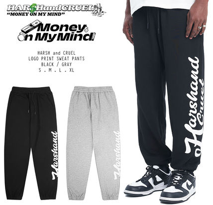 HARSH AND CRUEL Joggers & Sweatpants Unisex Street Style Cotton Oversized Logo