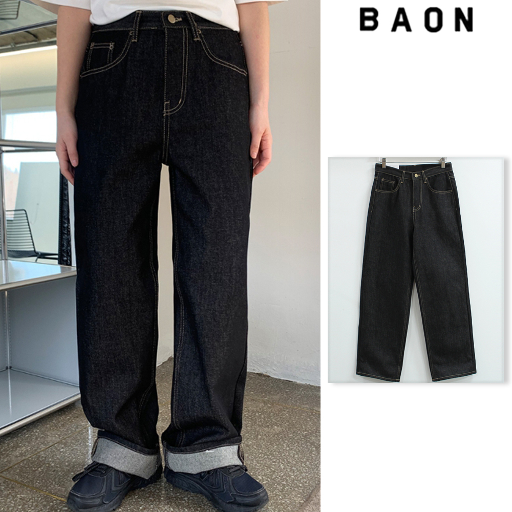 【BAON】[unisex] Redis Wide Denim Pants