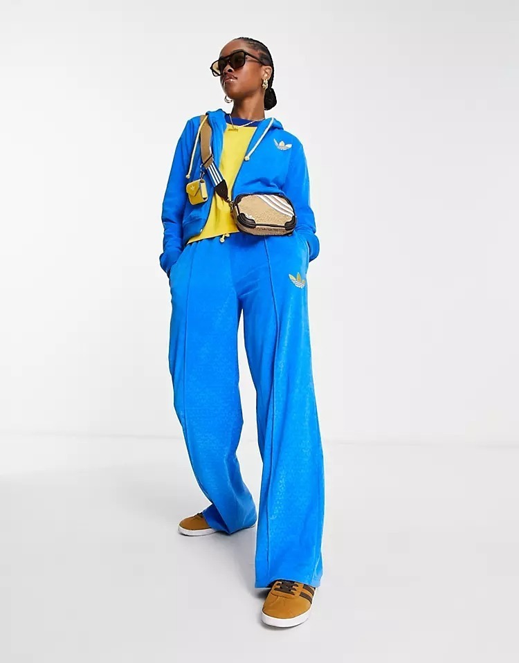 adidas 70S ベロア モノグラムロゴ トラックパンツ USモデル